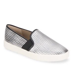 VINCE Blair-5 Monochrome Leather Skate Sneakers, Black/White Size 9.5 New in Box